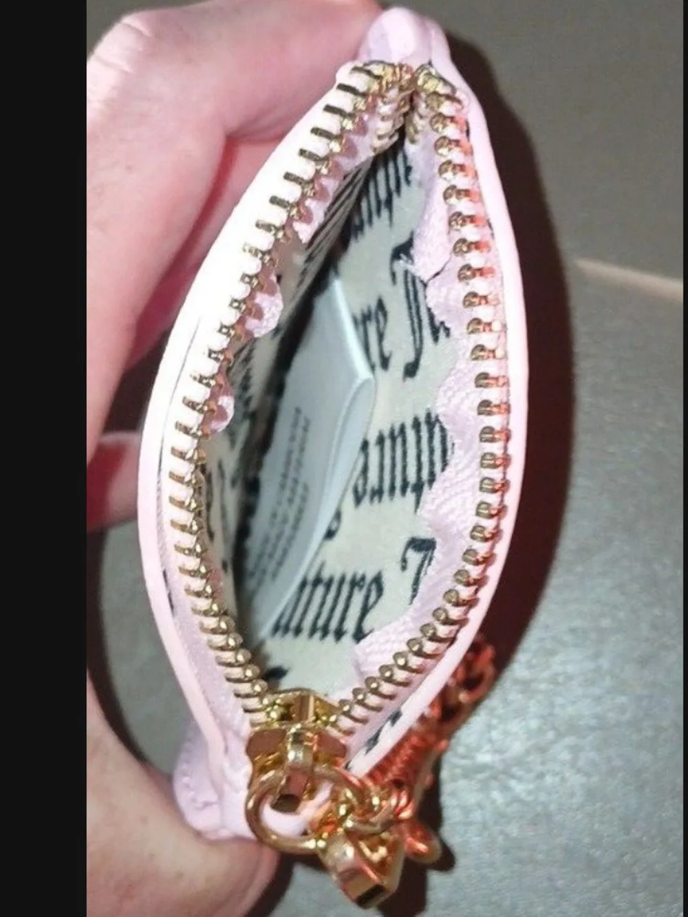 Juicy Couture Pink Heart Key & Card Holder with Gold Chain